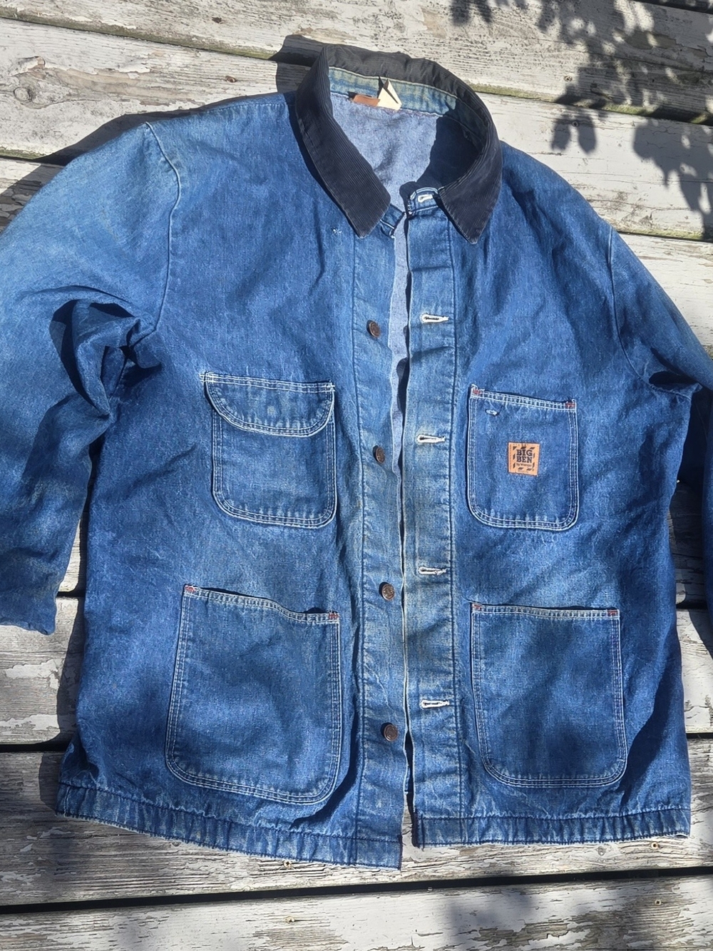 Vintage Big Ben By Wrangler Blue Denim Jacket with Dark Contrast Collar